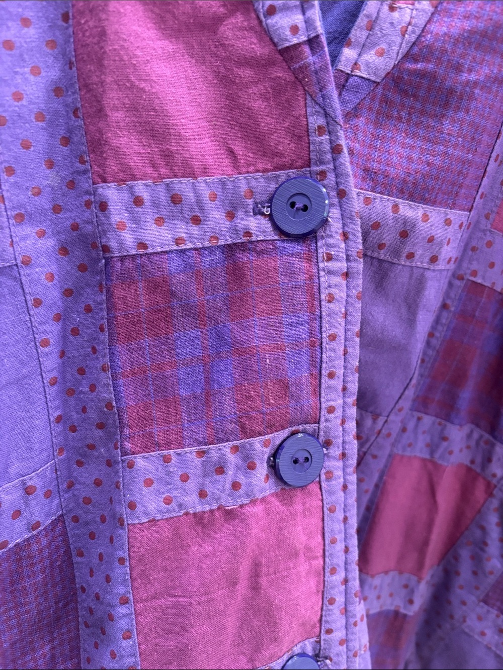 Purple Patchwork Button-Front Jacket - Picture 6 of 7